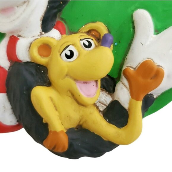Cat In Hat Christmas Ornament Wreath Monkey Dog Scarf Dr Seuss Henson Vintage - Picture 3 of 7